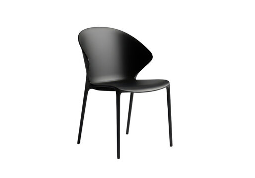 Modern black plastic chair isolated on transparent background