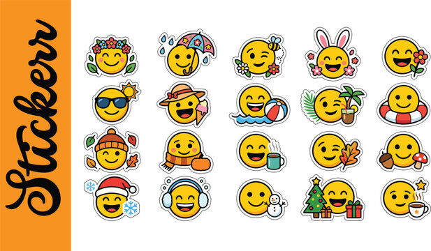 Cute Christmas Emoji and Holiday Character Stickers