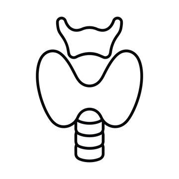 Thyroid gland icon with thyroid gland human body anatomy for endocrine system black and white vector