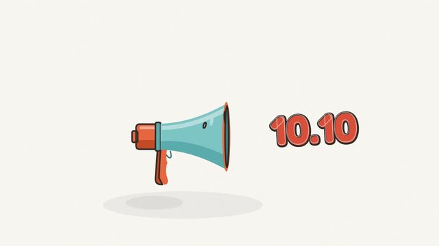 Megaphone illustration with 10.10 text representing October 10 mega sale announcement on a plain background