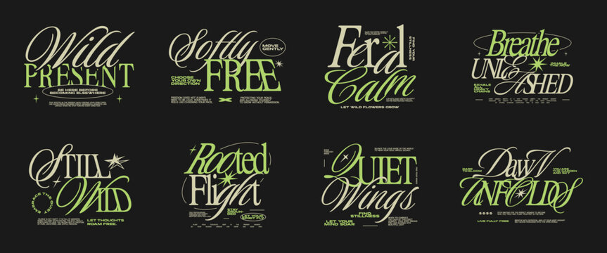 Typography bundle for apparel design, Lettering t-shirt design bundle, Inspirational quotes collection, poster design set, Modern retro typography for print, Vector art graphic tees clothing brand.
