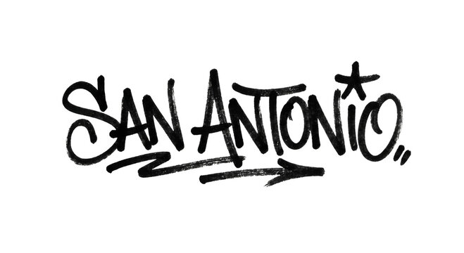 San Antonio graffiti tag with arrow and distressed texture