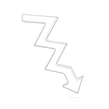 Zigzag arrow icon pointing down, isolated graphic symbol for business and finance charts.