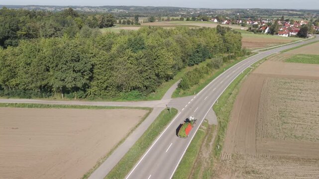 Fly over a Hop field in Bavaria during harvest season after summer time