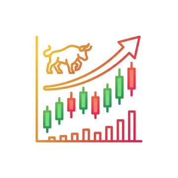 Bull market chart with upward financial arrow vector illustration