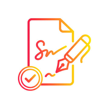 Signed document contract approval icon vector illustration