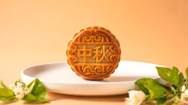 Mooncake with Chinese characters Zhong Qiu