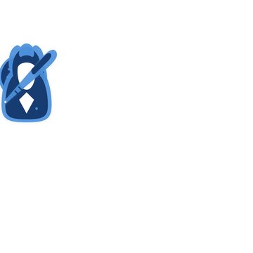 Stylized avatar icon in blue tones isolated on a plain white background with ample copy space.