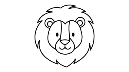 Fototapeta premium Cute cartoon lion head outline drawing with animal outline
