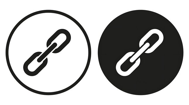 Two minimalist circle icons featuring a simple chain link symbol for web navigation and interface design