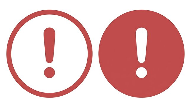 Two circular red exclamation point warning signs on a white background
