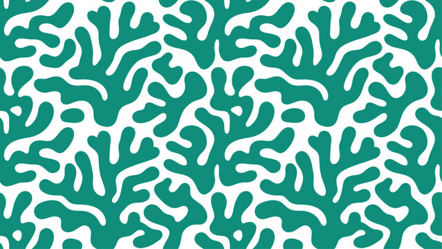 Seamless abstract teal coral pattern on white background vector illustration. Flat vector illustration EPS 10.