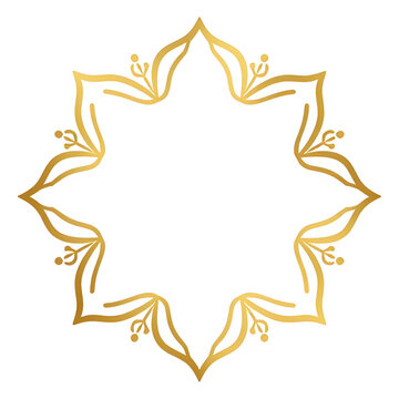 Gold mandala vector, floral frame graphic, luxury border clipart, ornamental frame asset, golden wreath illustration, star frame vector, app UI element, luxury logo element, floral outline frame, vect