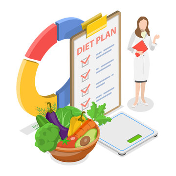 3D Isometric Flat  Illustration of Healthy Diet. Item 2