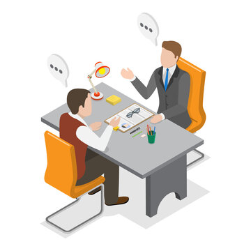 3D Isometric Flat  Illustration of Job Interview. Item 2