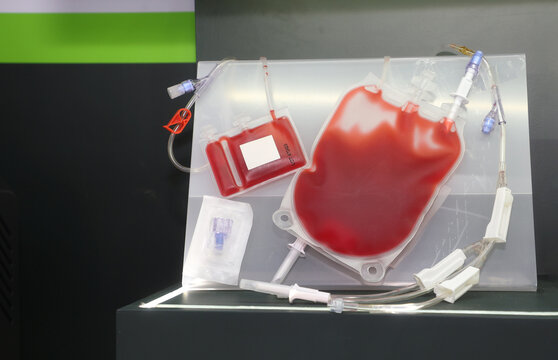 Medical blood bags with tubing for transfusion and donation