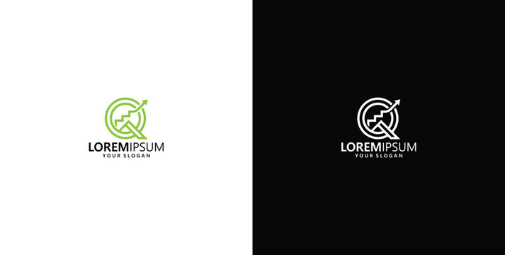 Modern letter Q logo concept with an integrated upward arrow, representing dynamic business growth, financial success, and forward progress for a strong brand identity