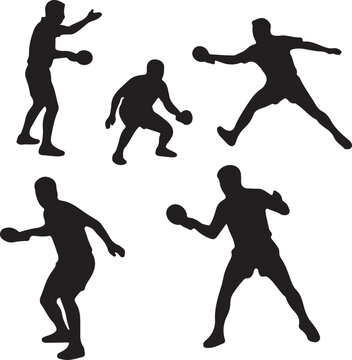 Silhouetted Table Tennis Players in Action During Match