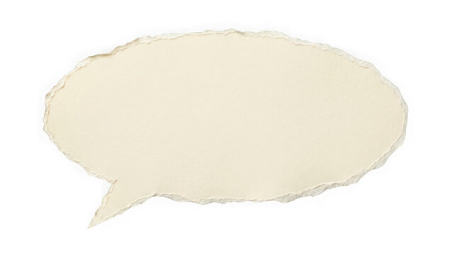 Torn paper speech bubble shape with rough edges isolated on transparent background