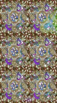 Seamless video loop with colorful paisley and floral ornaments on a vivid green background. Decorative ethnic pattern for textile, fashion, wallpaper and motion graphic design.