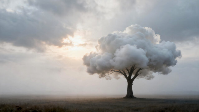 Surreal Tree With Cloud Canopy