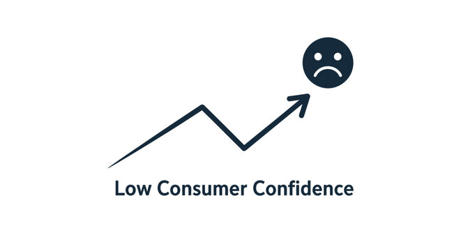 Graph Line With Frown Icon Indicating Low Consumer Confidence
