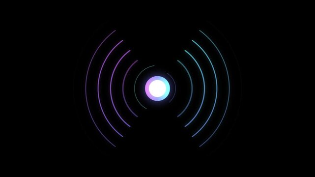 Glowing Circular Sound Wave and Digital Pulse Animation on Dark Background