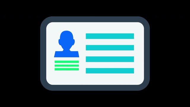 Minimalist Graphic Identification Badge Illustration Featuring Personal Details and User Profile Icon for Digital Security