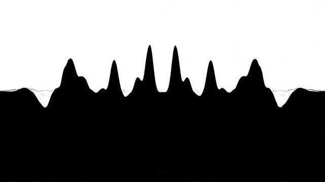 Abstract soundwave graphic evolving with subtle light shifts against a clean black and white background