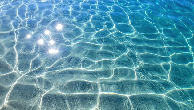 Brilliant Sunlight Refracting Through Rippling Blue Ocean Water Surface