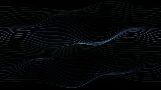 Abstract dark wave lines background, elegant black flowing motion graphics, minimalist blue light ripple texture for corporate video
