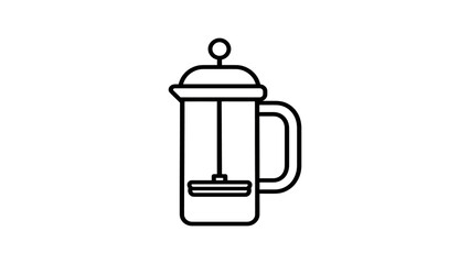 Obraz premium French press coffee maker icon for manual brewing and home kitchen usage.
