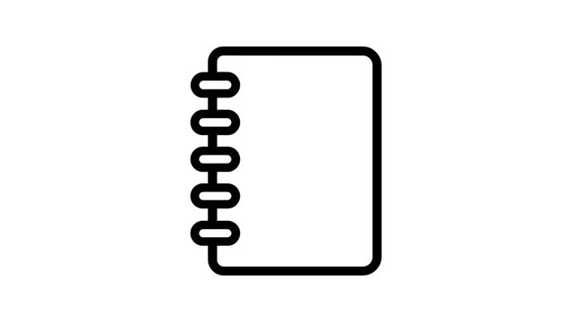 Notebook line icon with spiral binding for education and journaling.
