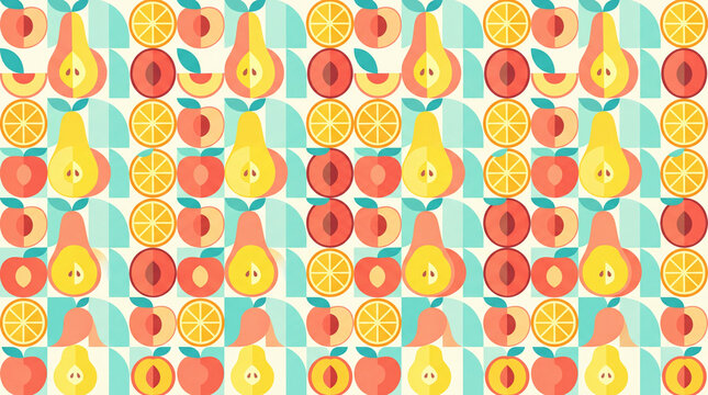 Abstract Fruit Icon Seamless Pattern