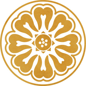 Traditional Korean roof-end tile with lotus flower design illustration isolated on transparent background