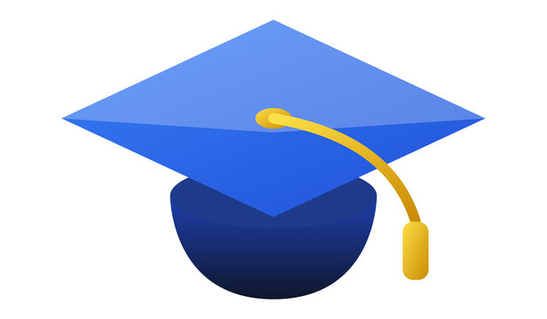 Blue Graduation Cap Mortarboard Icon for Education Concept