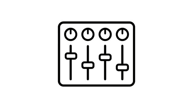 Black audio mixer equalizer control panel icon transparent background.