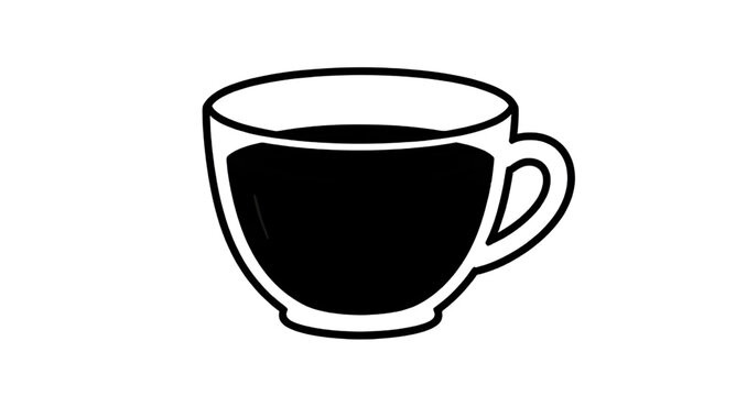 Coffee, cup, mug, tea, vector, graphic, simple, minimal, flat-design, clean, line-art, bold-outline, monochrome, modern-icon, black-fill-liquid