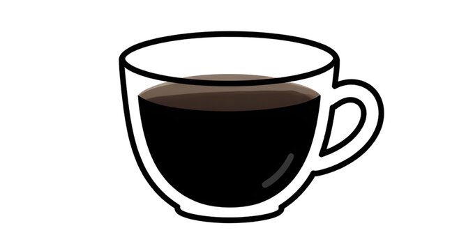 Coffee, cup, mug, tea, vector, graphic, simple, minimal, flat-design, clean, line-art, bold-outline, monochrome, modern-icon, black-fill-liquid