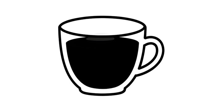 Coffee, cup, mug, tea, beverage, hot-drink, icon, vector, graphic, isolated, white-background, line-art, outline, minimalist, black-and-white