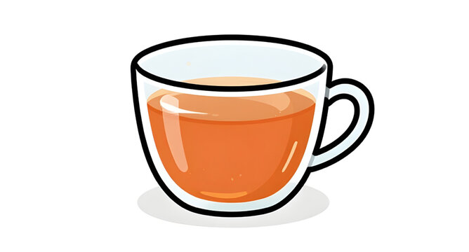 Tea, cup, glass, mug, beverage, hot-drink, vector, graphic, simple, flat-design, clean, cartoon-illustration, outlines, shadow, warm-colors