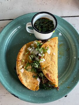 irria tacos with consome dipping sauce