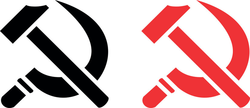 hammer and sickle communism symbol, soviet emblem, red revolutionary coat of arms and political ideology vector illustration