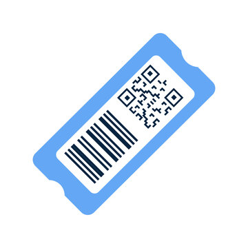 Digital mobile ticket vector icon featuring QR code, scan barcode, and event pass isolated on white background for boarding pass and booking UI