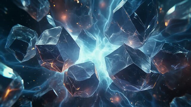 Abstract Cosmic Crystals Energy Burst - Sci-Fi Space Fantasy Background