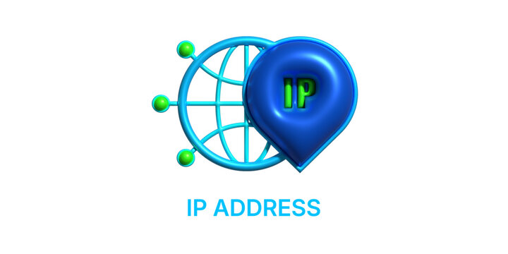 Blue Glossy IP Address Geolocation Map Pointer and Cyber Security Vector Symbol