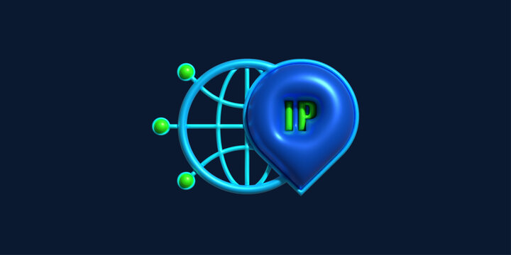 Blue Glossy IP Address Geolocation Map Pointer and Network Globe Vector