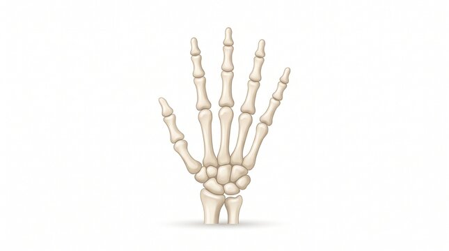 Human hand skeleton illustration isolated on white background for medical or educational purposes
