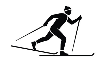 Fototapeta premium Minimalist vector graphic illustration of a cross country skier performing athletic movements during winter sports activity