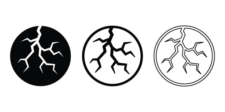 Crack icon silhouette vector, bold outline and line art isolated illustration